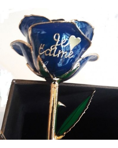 Rose en or 24k bleue "je t'aime"