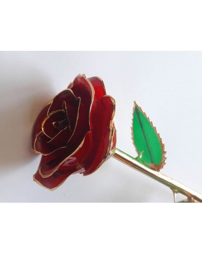 Rose rouge éternelle plaquée or 